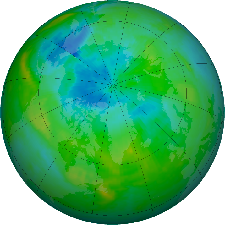 Arctic ozone map for 20 August 1983